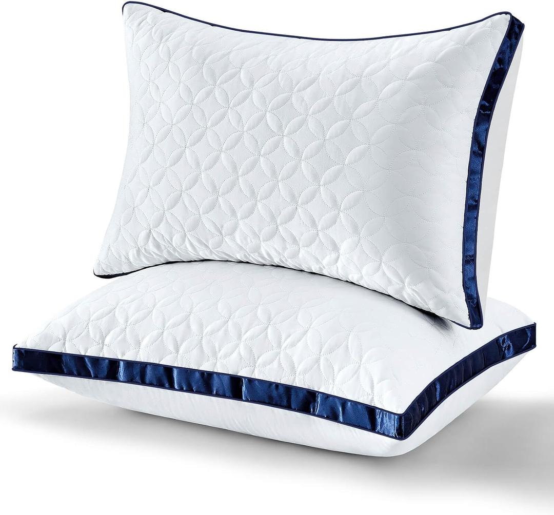 Pillows Standard Size Set of 2, Cooling Bed Pillow Hotel Quality Pillows 2 Pack for Back, Stomach or Side Sleeper, Fluffy Pillow with Down Alternative for Bed Sleeping, Machine Washable