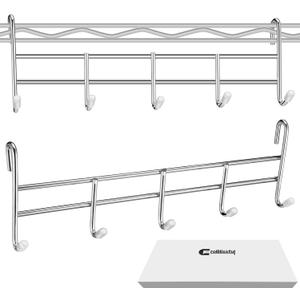 2 Pcs 5 Hook Attachment for Wire Shelving 1.5 x 12 x 4 Inch Hanging Hooks Rack Wire Chrome Plated Steel Shelf Accessories Metal Hook Bars for Storage Display Organizer (Chrome)