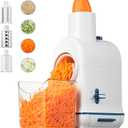 Electric Cheese Grater, Aobosi Electric Shredder Slicer Salad Grater Maker w/Large Chute for Whole Carrot,Vegetable,Potato, 3 Blades & Quiet Motor, Food Container,Built-in Storage