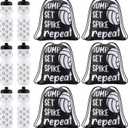Talltalk 12 Pcs Volleyball Water Bottle and Drawstring Bag Set Volleyball Party Favor 24 oz Sports Squeeze Bottles with Drawstring Bags for Team Gifts Goodie Gift Bag Birthday Decorations