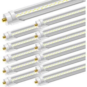 ONLYLUX 8ft LED Bulbs, 48W 6500LM T8 LED Bulbs - 12Pack, Daylight 5000K, Ballast Bypass/Removal Required F96T12 LED Replacement, Super Bright, for Garage, Shop, Warehouse Lights