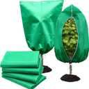 4 Pack Frost Blankets for Outdoor Plant Covers Freeze Protection Frost Covers31.5" x 47.3" with Zipper Drawstring Outdoor Winter Frost Cold Weather Shrubs Trees Jacket Covers(Green)