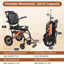 Premium Lightweight Transport Wheelchair for Seniors & Adults, Ergonomic Folding Travel Wheelchair with Adjustable Caregiver Handle, 22" Narrow Doorway Design, Portable Mobility Chair Supports 320 lbs