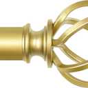 KAMANINA Gold Curtain Rod for Windows 66 to 120 Inch (5.5-10ft), 1 Inch Heavy Duty Curtain Rods 32 to 120, Long Decorative Single Drapery Rods, Twisted Cage End