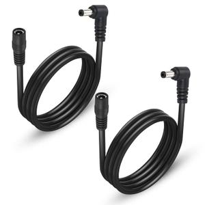 GINTOOYUN 2 Pack DC5525 Power Extension Cable, DC 5.5mm x 2.5mm Right Angle Male to Female Power Adapter Cable3FT 18AWG Heavy Duty Cord for Strip Lihgt,CCTV,Car,Monitors,etc. 1M