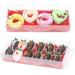 20 Clear Plastic Cookies Boxes - 12x5x2Inches, Perfect for Chocolate Covered Strawberries, Cakes, Truffles & More - Ideal for Christmas, Valentine's & Mother's Day