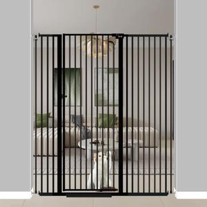 57" Extra Tall Pet Gate for Cats Dogs-48.1"-52.7" Extra Wide Cat Gate for Doorways and Stairs-1.37" Ultra Narrow Spacing Pressure Mounted Dog Gate with One-Handed Operation