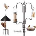 ERYTLLY Bird Feeders Bird Feeding Station Kit Bird Feeding Pole Wild Bird Feeder Hanging Kit with Squirrel Guard Baffle Suet Cage Tube Bird Feeder Planter Hanger Multi Feeder for Attracting Wild Birds