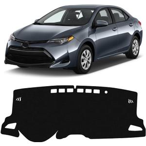 KUST Black Dash Cover for Toyota Corolla 2019-2024 2025 2026 (L LE SE XLE XSE), Hatchback(SE XSE) Left Hand Driving Dashboard Cover Non-Slip Polyester Interior Accessories for Corolla Sedan