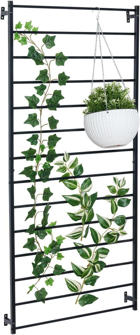MyGift Matte Black Metal Garden Trellis Wall Mounted Plant Support