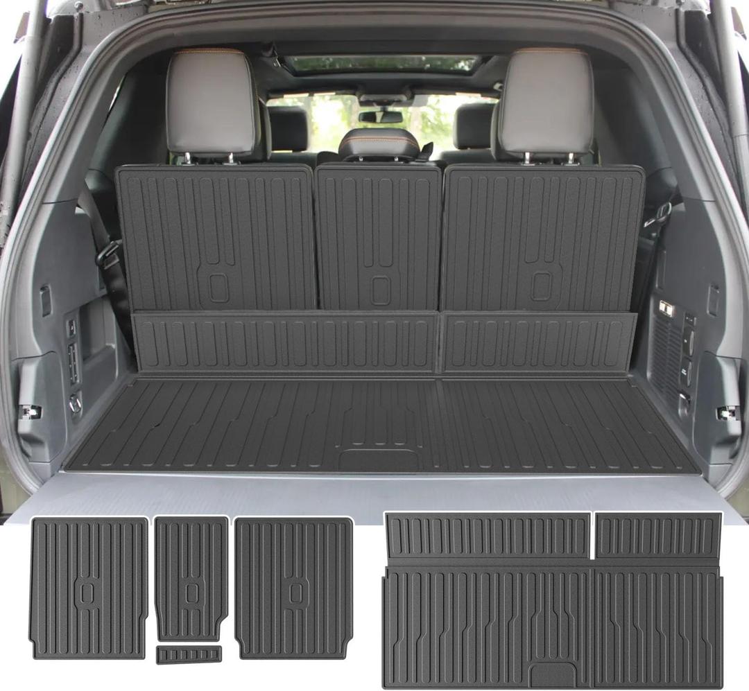 powoq Cargo Mat Compatible with 2025 2026 Ford Expedition Lincoln Navigator Cargo Liner Trunk Mat Back Seat Protector Replacement for 2025 2026 Ford Expedition Accessories (Trunk Mat+Backrest Mats)