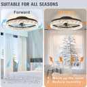 VOLISUN Modern Ceiling Fans with Lights and Remote, 19.7in Low Profile Ceiling Fan Flush Mount, 3000K-6500K Dimmable Bladeless LED Fan Light, Brown Fandelier Ceiling Fans with Lights for Bedroom