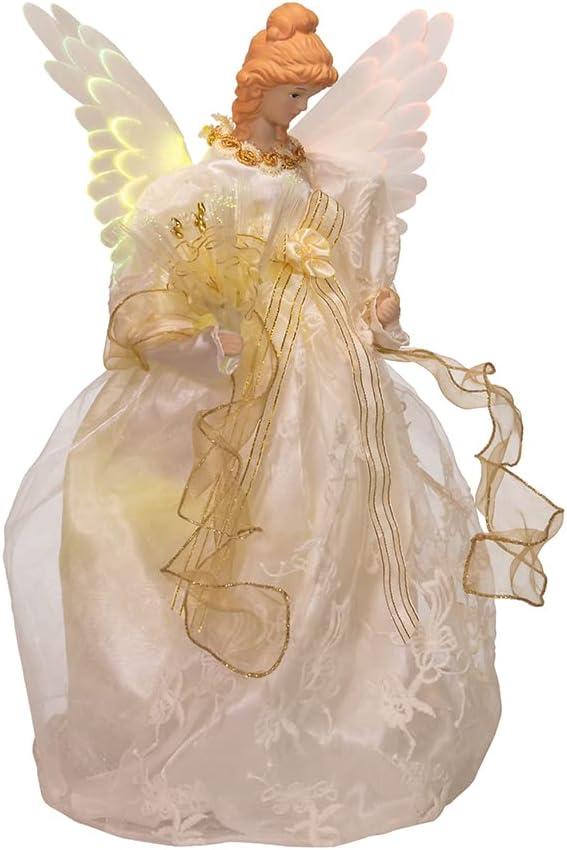 Kurt S. Adler, Inc. UL2173LED Kurt Adler 14" Fiber Optic Ivory & Gold Animated LED Angel Treetop