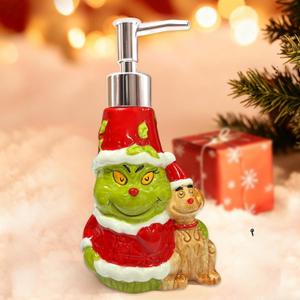 Christmas Soap Dispenser, Ceramic Lotion Pump Bathroom Kitchen Hand Soap Dispenser Refillable Bathroom Decorative Soap Pump Merry Christmas Perfect Christmas Decor Gift