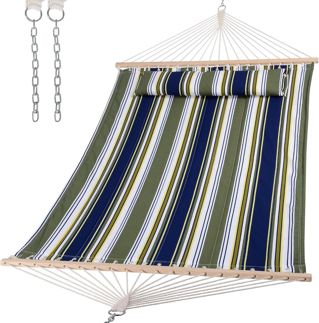Double Hammocks 2 Person with Extra Large Pillow, Blue&Aqua