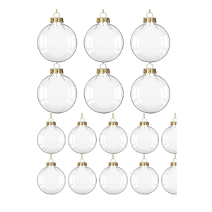 11 PCS Clear Fillable Discs, 3.15 Inch Gold Cap Clear Plastic Flat Ornaments, Clear Plastic Fillable Ornament Ball for DIY Craft Projects, Wedding, Christmas, Party
