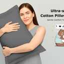 2 Pack Pillow Shams King Size 20x40 600 Thread Count 100% Organic Cotton Grey Pillow Covers with 2 Inch Decorative Flange, Soft & Smooth Premium Hotel-Quality Pillowcases Set of 2