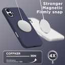 Magnetic for iPhone 16 Plus Case, Compatible with Magsafe, Suction Cup Phone Mount - 2 Screen Protectors - Camera Lens Protector, Silicone Shockproof Protective Phone Cover 6.7", Midnight Blue