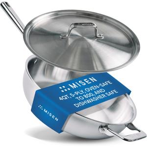 Misen Stainless Steel Pan - Versatile Everyday Pan - Even Heating, Dishwasher-Safe, Oven-Safe, Works on All Stovetops