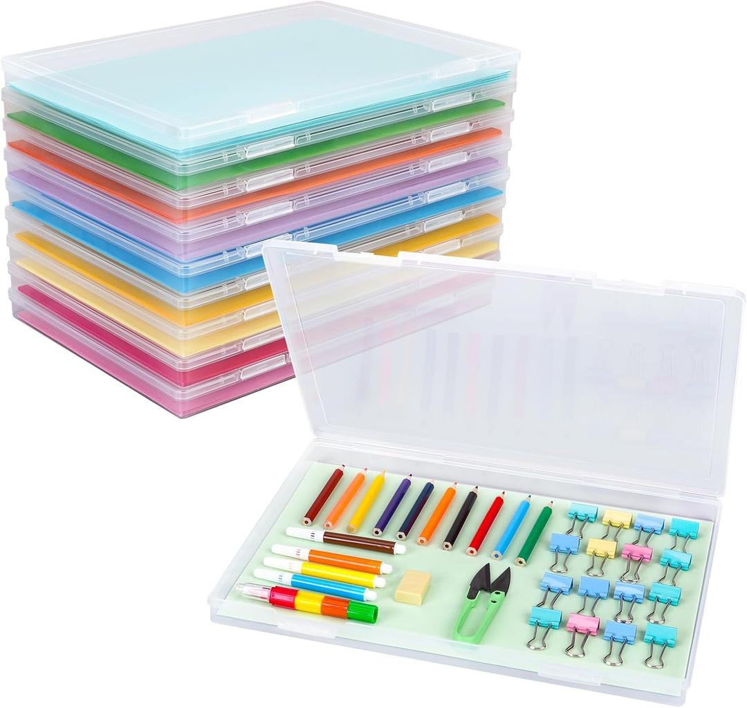 FUIJOL Photo Storage Box 11.5x8.5 Inch, 10 Pcs Portable Board Game Storage Container, A4 Paper Storage Box, Craft and File Organizer for Home/Office (8.5 * 11.5inch-10pcs)