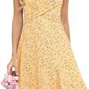 VIMPUNEC Summer Casual Elegant Dresses for Women Flowy Sun Dress Floral fit and Flare Dress (S)