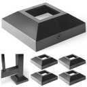 4 pcs 2"x2" Aluminum Deck Post Base Cover, for Deck railings, Stairs, Patios, Porches Split Deck Post Skirt (Black)