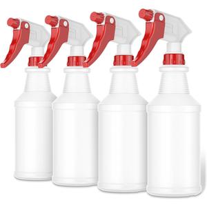 LiBa Spray Bottles (4 Pack,16 Oz), Refillable Empty Spray Bottles for Cleaning Solutions, Hair Spray, Watering Plants, Superior Flex Nozzles, Mist Sprayer, Bleach/Vinegar/Rubbing Alcohol Safe (White)