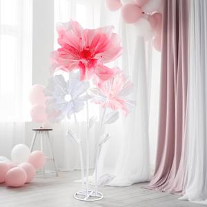 Hotop 1 Set 5.5 ft Wedding Giant Flowers Decorations Huge Artificial Flowers with Standing Base Wedding Decorations for Reception Artificial Banquet for Outdoor Ceremony Church (Colorful)