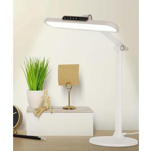 Faithorse Full Spectrum Desk Lamp, 5 Brightness and 3 Color Modes Kids Study Lamp, 900LM and 12W Task Lamp, Touch Control & Timer Function for Office Home (Grey)