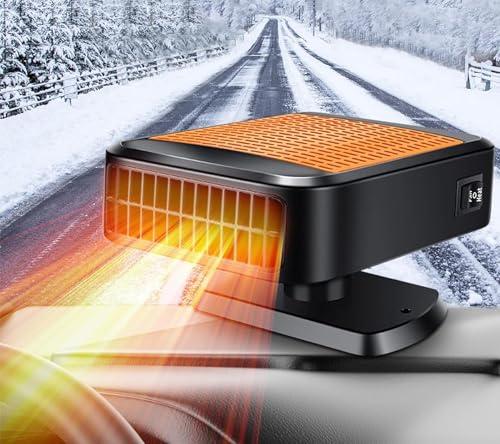 Portable Car Heaters for Vehicle,12V Car Heater that Plugs into Cigarette Lighter,200W Fast Heating Car Defroster Defogger 360° Rotatable 2 in 1 Heating & Cooling (Orange)
