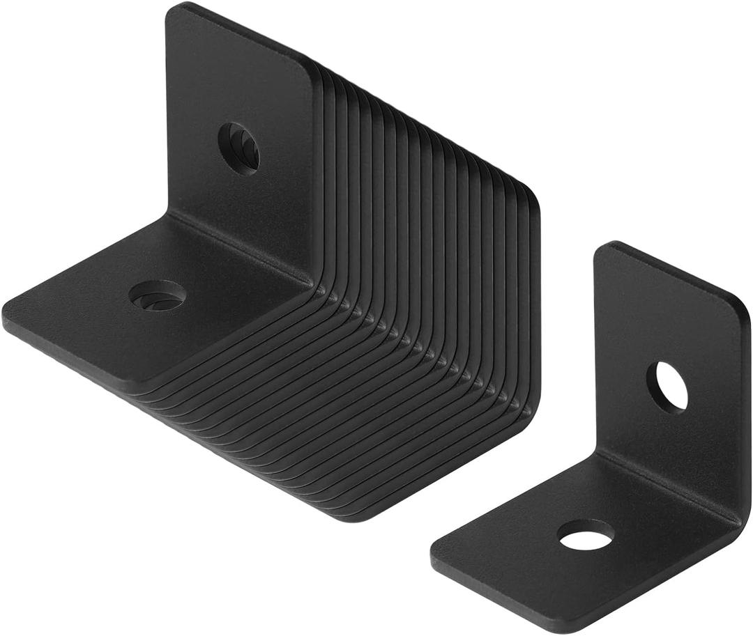 20 PCS 1-1/2" Black Rafter Clips Brackets, Steel Corner Brace for Wooden Battens Timber Beam Ceiling Joist, Thickness 1/8"(11 Gauge), Max Load 160 lbs