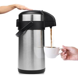 Airpot Coffee Dispenser with Pump - 140 oz Insulated Stainless Steel Coffee Carafe - Thermal Beverage Dispenser - Coffee Urn for Hot/Cold Water, Party Chocolate Drinks