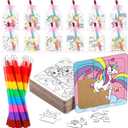 12 Sets Unicorn Puzzles Rainbow Color Your Own Puzzles DIY Jigsaw Crafts with 12 Stackable Crayons and 12 Bags for Pastel Macarons Theme Gifts Birthday Party Supplies(12, Unicorn)
