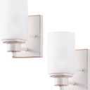 2 Pack Bath Vanity Light Fixture, Modern Indoor Wall Scone Lighting with Opal White Glass Shade, White Gold Wall Lamps