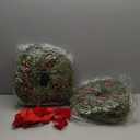 12 Pcs Small Christmas Norfolk Wreaths 15 Inch Christmas Kitchen Cabinet Mini Wreath Real Touch with Bow Ribbon Cedar Red Berry for Xmas Front Door Window Chair Fireplace Table Pillar Farmhouse Decor