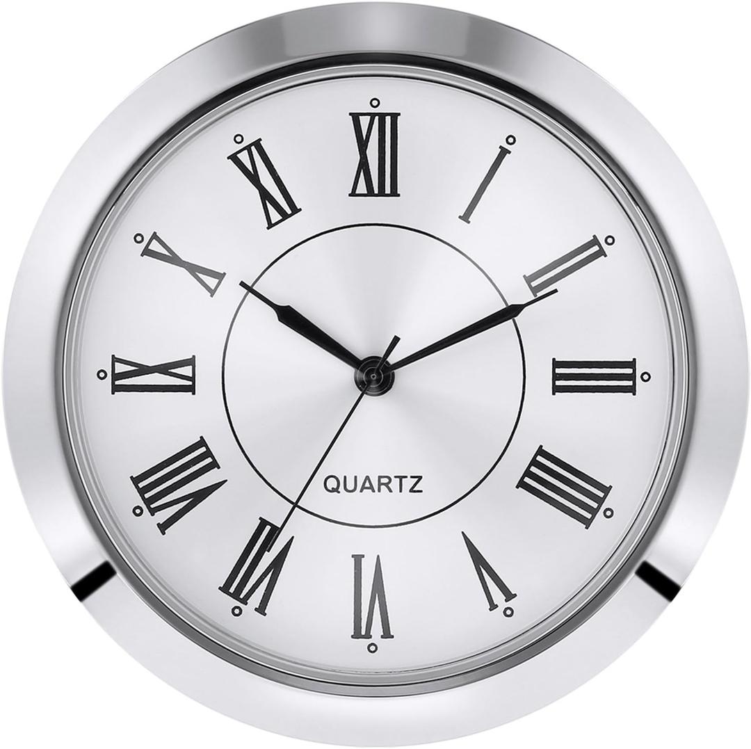 Hicarer 2-1/8 Inch (55 mm) Quartz Clock Fit-up/Insert, Fit Diameter 1.97 Inch (50 mm) Hole, Zinc-Alloy Metal Case, Roman Numeral, Silver Hicarer 2-1/8 Inch (55 mm) Quartz Clock Fit-up/Insert, Fit Diameter 1.97 Inch (50 mm) Hole, Zinc-Alloy Metal Case, Roman Numeral, Silver