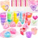 24 Pack Valentines Day Gift Cards, Butter Cloud Clear Galaxy Slime, Stress Relief Fidget Toy for Kids Valentine Party Favors, Classroom Exchange Prizes, Valentines Greeting Cards