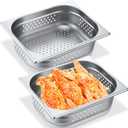 Lounsweer 2 Pack Half Size Hotel Pans Perforated Steam Table Pan Stainless Steel Half Steam Pan Commercial Catering Food Pan for Kitchen Restaurant Serving Supplies(12.8'' x 4'' x 10.43'')