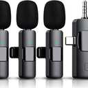 3 in 1 Wireless Lavalier Microphone for iPhone, iPad, Android, Camera,12-Hour Battery, mini Noise Reduction Recording Mic 2.4G Ultra-Low Delay, Microphone for Vlog/TikTok/YouTube/preamp