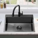20x16x9 Inch Drop In Kitchen Sink Black, 20 Gunmetal Black 16 Gauge SUS304 Stainless Steel Single Bowl 9 Inch Deep Top Mount Drop In Bar Wet Prep RV Outdoor Handmade Small Kitchen Sink