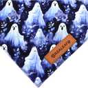 Realeaf Halloween Dog Bandanas 2 Pack, Pumpkins and Ghosts Pet Scarf for Boy and Girl, Premium Durable Fabric, Holiday Bandana for Medium and Large Dogs Pets (Large)
