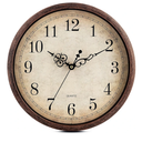 Bernhard Products Vintage Brown Wall Clock Silent Non Ticking 17 Inch Quality Quartz Battery Operated Round Decorative Easy to Read for Home Kitchen Living/Dining Room Bedroom Office Classroom School