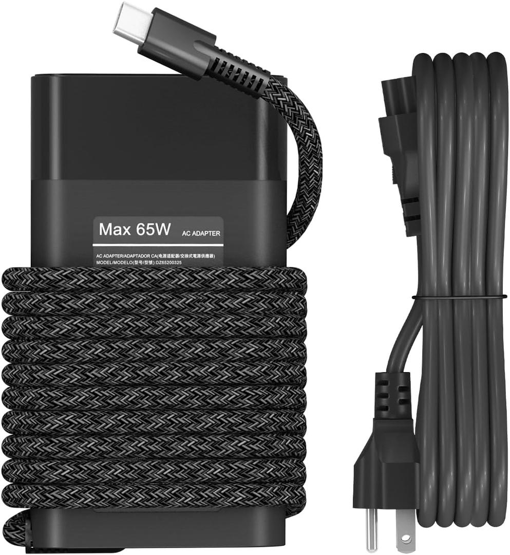 New Slim 65W USB C Laptop Charger for HP Spectre X360,Envy X360,Chromebook,Elite X2,EliteBook X360,HP Spectre/EliteBook/Envy/ZBook/Chromebook Type C AC Adapter Travel Power Cord