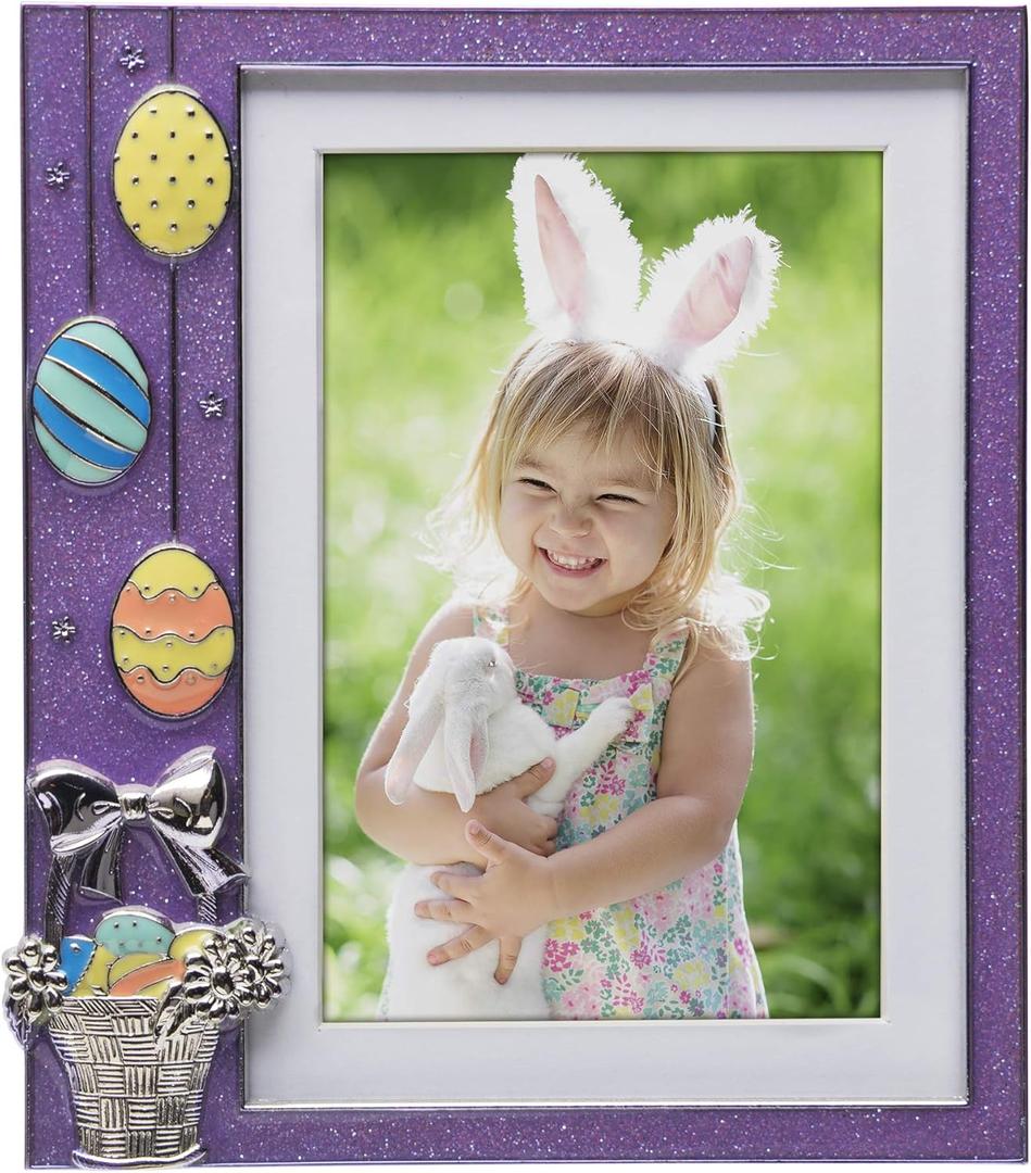 Easter Purple Glitter 4" x 6" or 5" x 7" Pewter Picture Frame