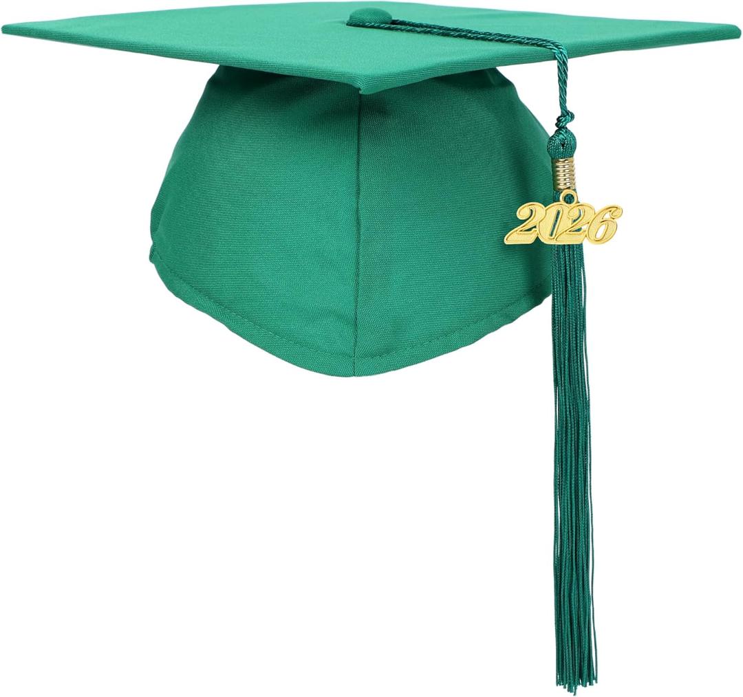 2 x Newrara Graduation Unisex Matte Adult Graduation Cap with Tassel (Green)