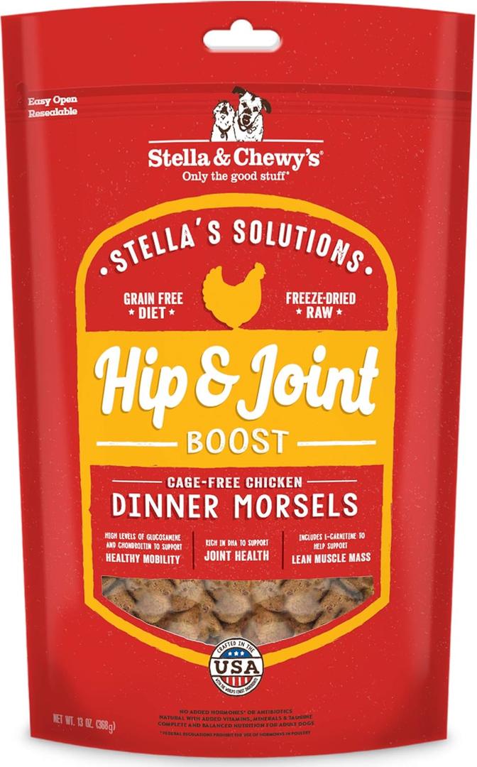 Stella & Chewy's Freeze-Dried Raw Dog Food for Hip & Joint - Cage-Free Chicken - Natural Solution for Joint Pain, Mobility & Inflammation - Premium Raw Nutrition - 13 oz (EXP 02/09/27)