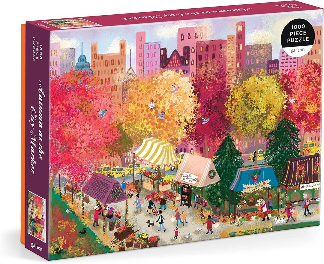Galison Autumn at The City Market‚ 1000 Piece Puzzle Fun and Challenging Activity with Bright and Bold Artwork of A Fall Day at A Farmer‚Äôs Market for Adults and Families