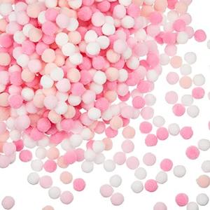 2000 Pcs Valentine's Day Pink Pom Poms Balls Bulk 0.4 Inch Mini Colorful Felt Balls Small Fluffy Pompom Ball for DIY Crafts Art Projects Garlands Wedding Valentine Decorations