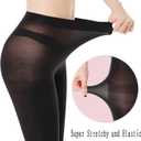 HA WA 2 Pairs Women's Opaque Tights, 40D Control Top Nylon Pantyhose Sheer Stockings for Women (Black)