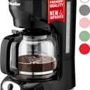 Mueller 12-Cup Drip Coffee Maker - Borosilicate Carafe, Auto-Off, Reusable Filter, Anti-Drip, Keep-Warm Function, Clear Water Level Window Coffee Machine, Kitchen Essentials & Accessories (Black)